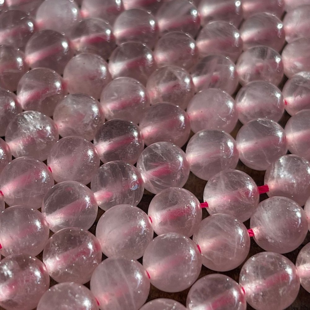 Natural Pink Quartz Round Bead Strand - 4mm - 6mm - 8mm - Picture 2 of 5